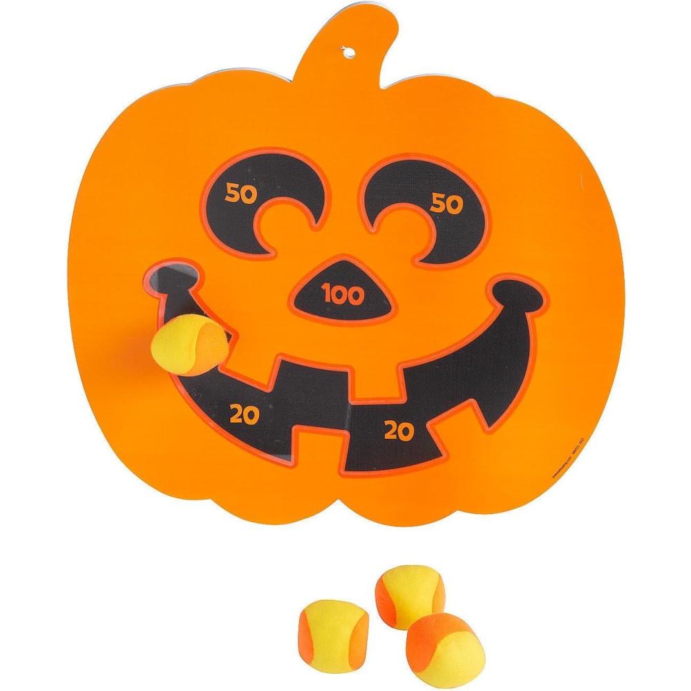 imageFun Express 20quot x 205quot Pumpkin Foam Dartboard with Grip Balls 5 Pieces Halloween Party Games Fall Festival Activities IndoorOutdoor Decorations