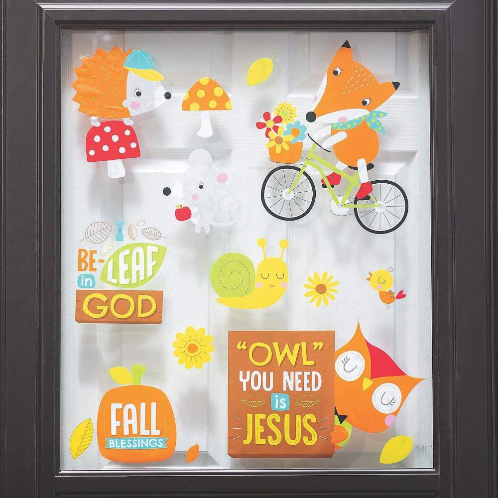 imageFun Express Faith Fall Animals Window Clings Autumn Themed Party Decor with Inspirational Messages Perfect for Decorating Windows Glass Doors ampamp Offices Seasonal Window Stickers 3 Pieces