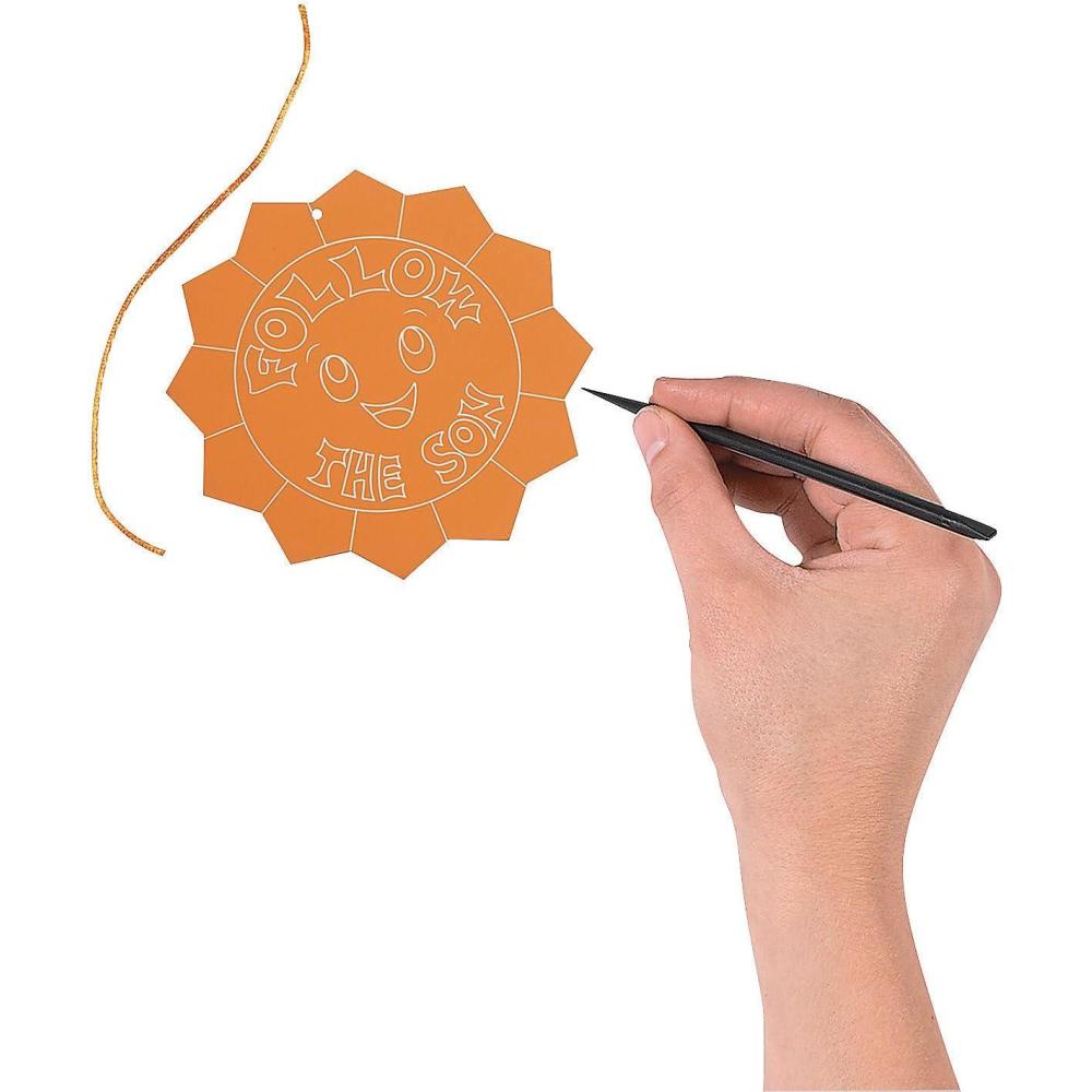 imageFun Express Magic Color Scratch Religious Fall Sunflower Acorn ampamp Mushroom Ornaments 24 Piece