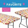 Fun Express 30″ x 96″ Fall Fitted Rectangular Plastic Disposable Tablecloth