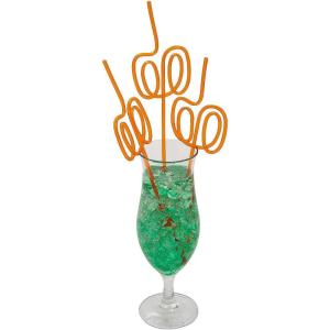 Fun Express 12 Pieces Pumpkin Silly Straws, BPA Free Plastic, Reusable for Fall and Halloween Party Supplies, Orange