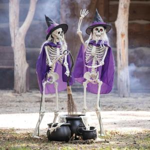 Fun Express Skeleton Witches with Cauldrons Halloween Decorating Kit – 6 Pc