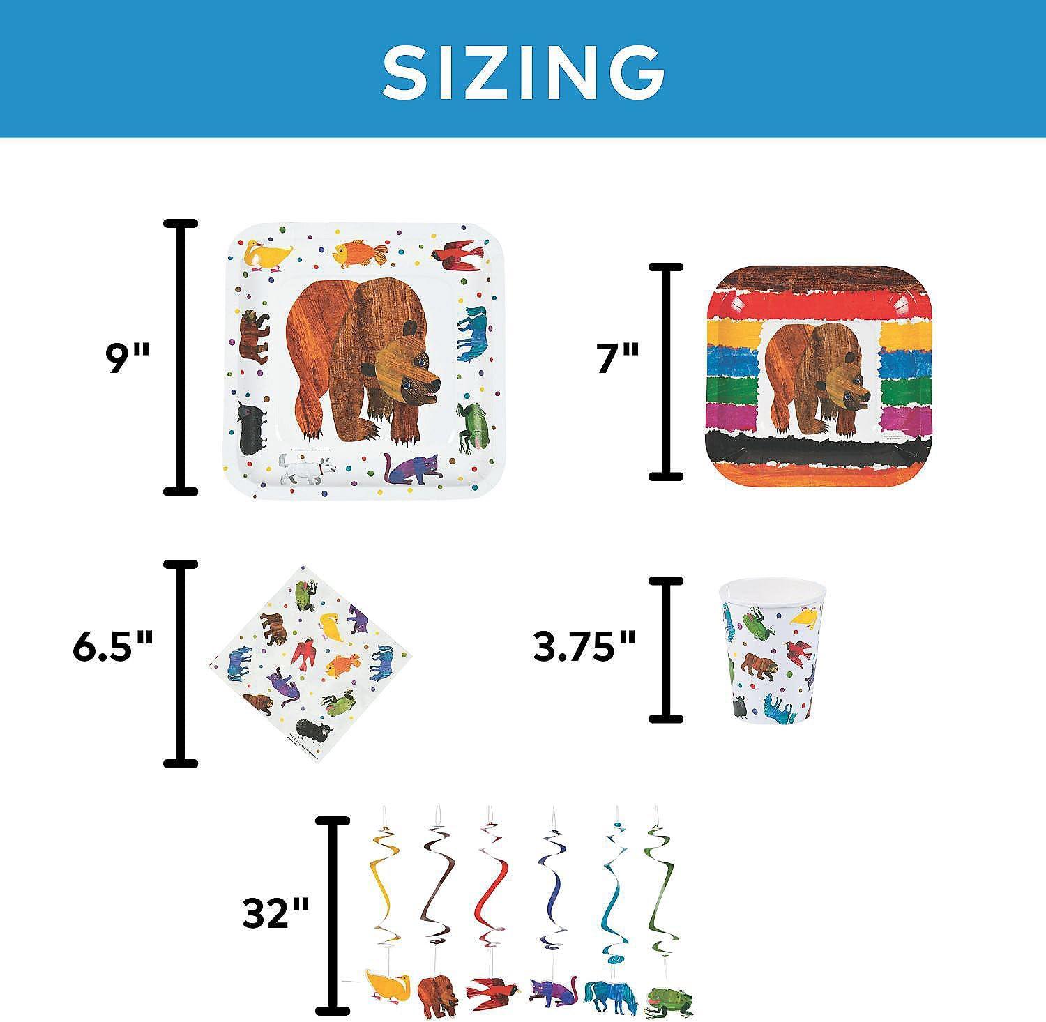 image116 Piece World of Eric Carle Brown Bear Party Disposable Tableware Kit For 24 Guests Includes Plates Napkins Cups and Ceiling Dcor