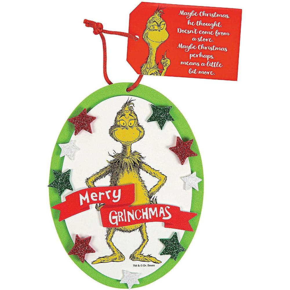 imageFun Express Dr Seuss The Grinch Ornament Craft Kit Makes 12 Christmas Ornaments for Kids DIY Holiday Crafts with SelfAdhesive Foam Pieces Perfect for Classroom Christmas Activities ampamp Parties
