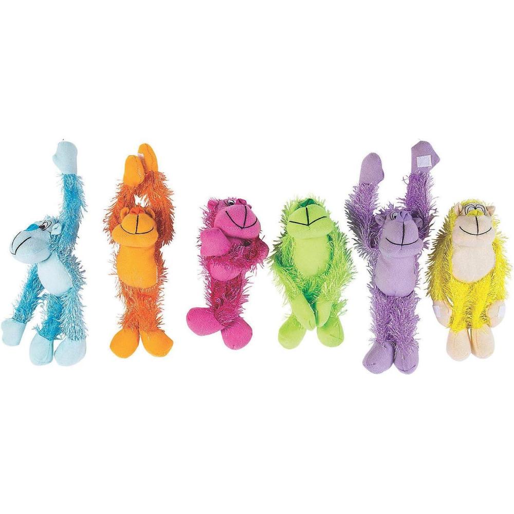 imageFun Express Monkey Stuffed Animal Plush Bulk Pack  12 Neon Long Armed Gorilla Toys for Kids Birthday Party Favors  Small Safari Jungle Animals for Decorations Prizes ampamp Gifts  Premium Quality