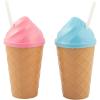 Fun Express 12 Pieces Ice Cream-Shaped Cups with Straws, Holds 14 oz, BPA Free Plastic, Birthday Party Supplies, Multi-Color