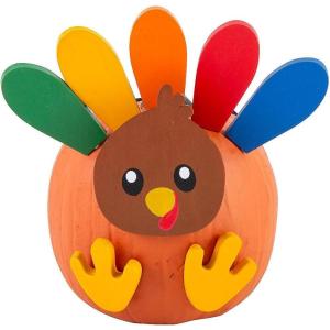 Fun Express 1 3/4″ – 3″ Thanksgiving Wooden Turkey Pumpkin Decorating Craft Kit – Makes 6