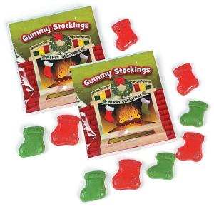 Fun Express Gummy Candy Bulk – Christmas Stocking Stuffers Cherry & Green Apple Fruit Gummies | 18 Individually Wrapped Candy Packs for Kids Party Favors, Goodie Bags & Holiday Treats