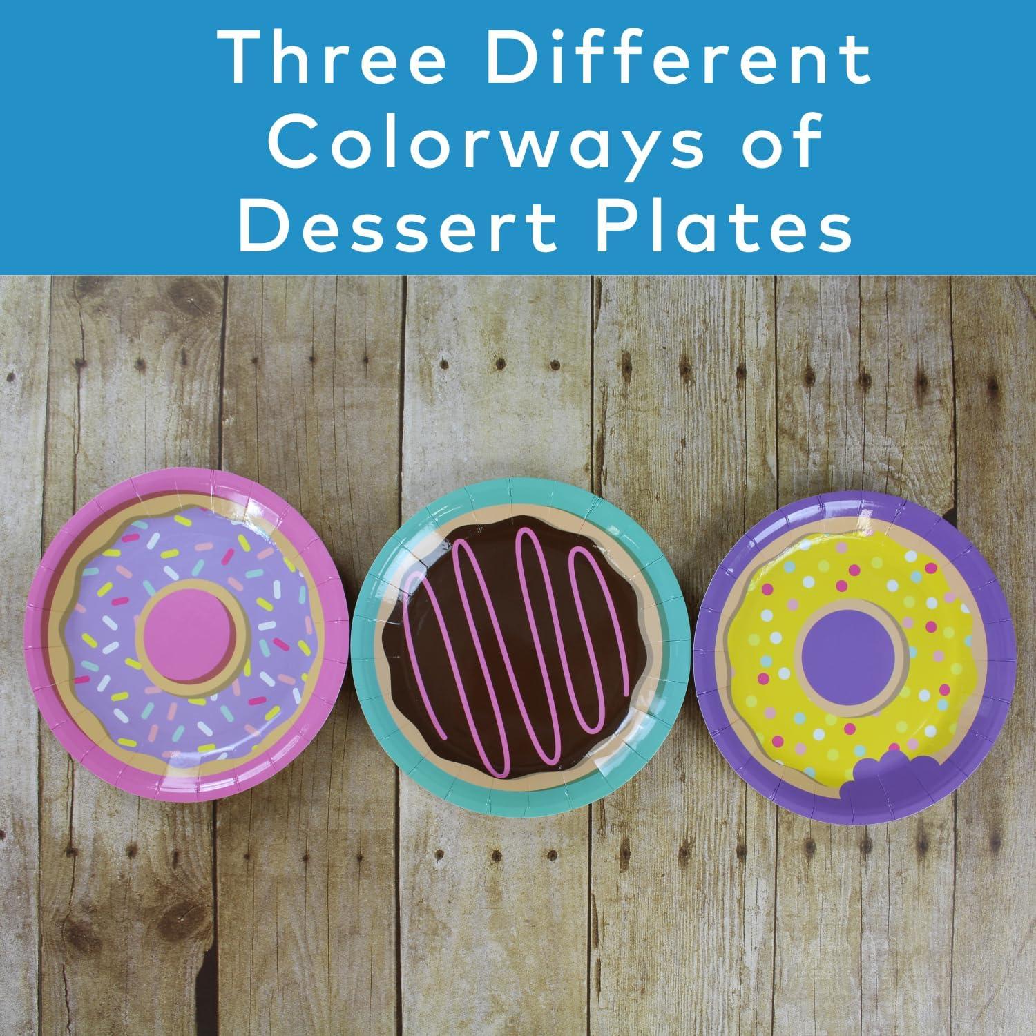 image106 Piece Donut Party Disposable Tableware Kit For 24 Guests Plates Napkins Cups Tablecover and Garland Included