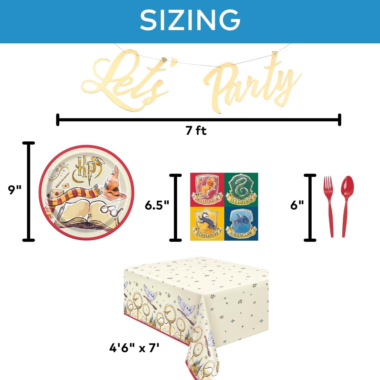 image106 Piece Wizard Party Party Disposable Tableware Kit for 24 Guests Plates Napkins Garland and Tablecloth Included