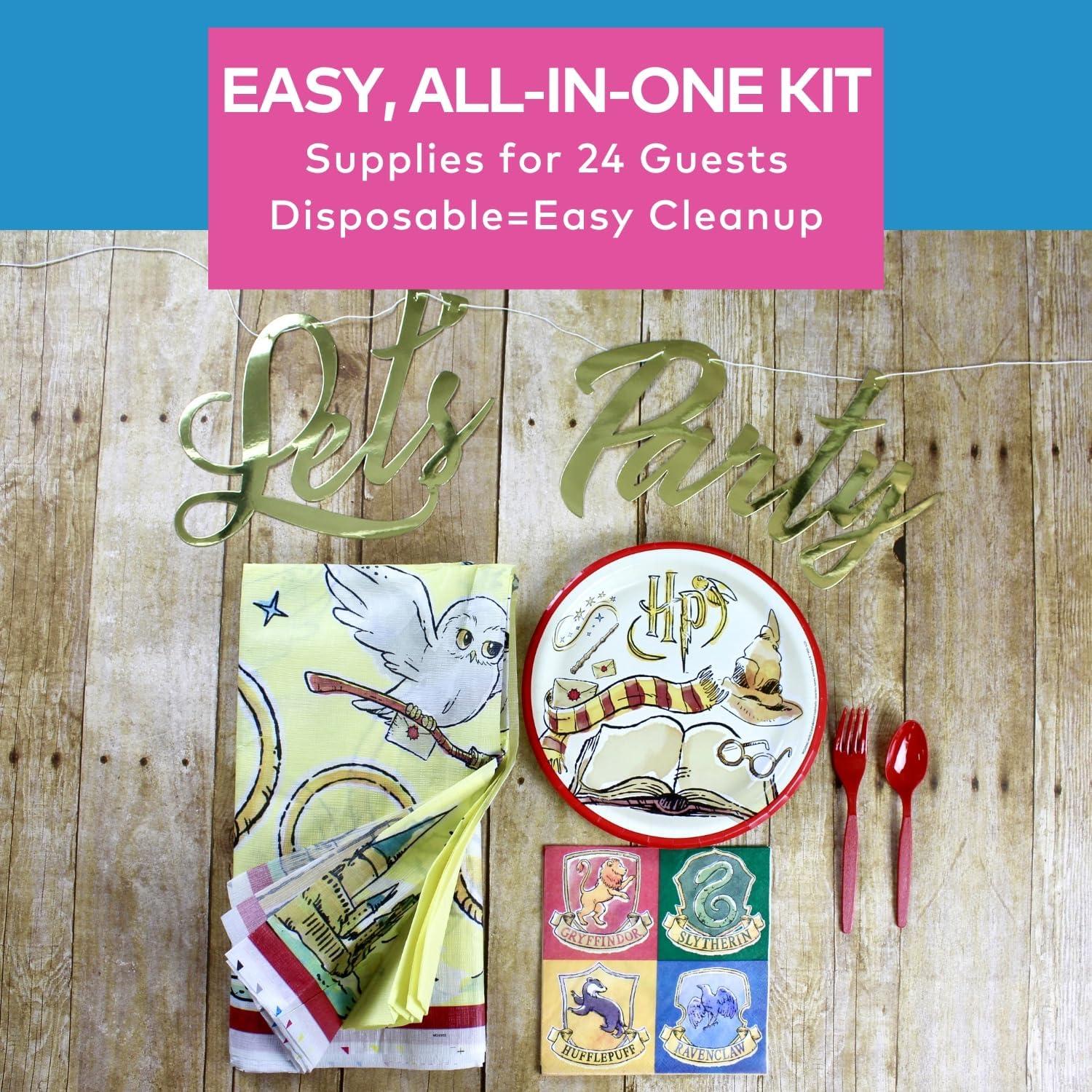 image106 Piece Wizard Party Party Disposable Tableware Kit for 24 Guests Plates Napkins Garland and Tablecloth Included