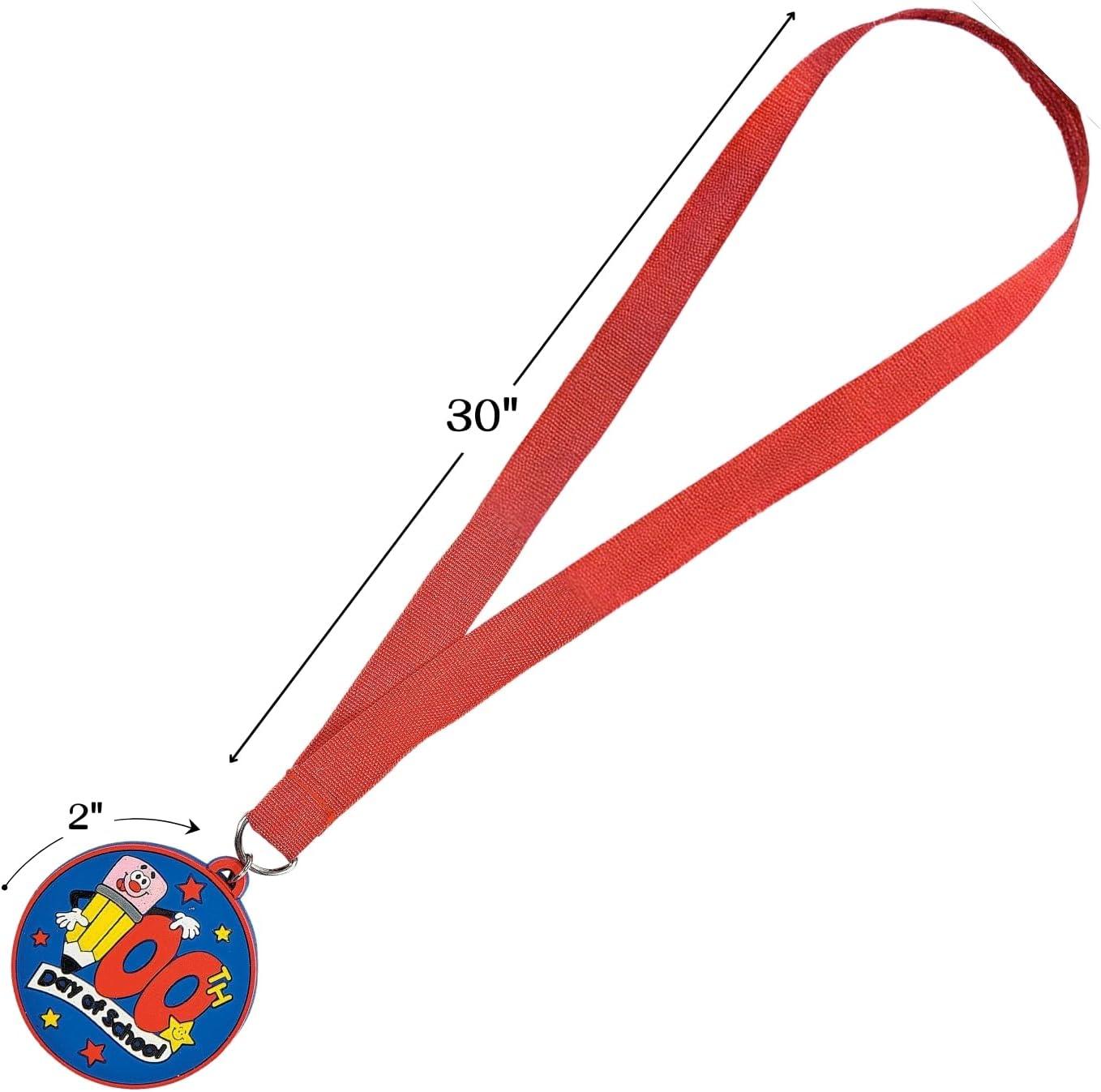 imageFun Express 100th Day of School Medals with Neck Ribbon Set of 12 Rewards and Classroom Supplies  Event Birthday Party Games  Party Favors Supplies Classroom Reward
