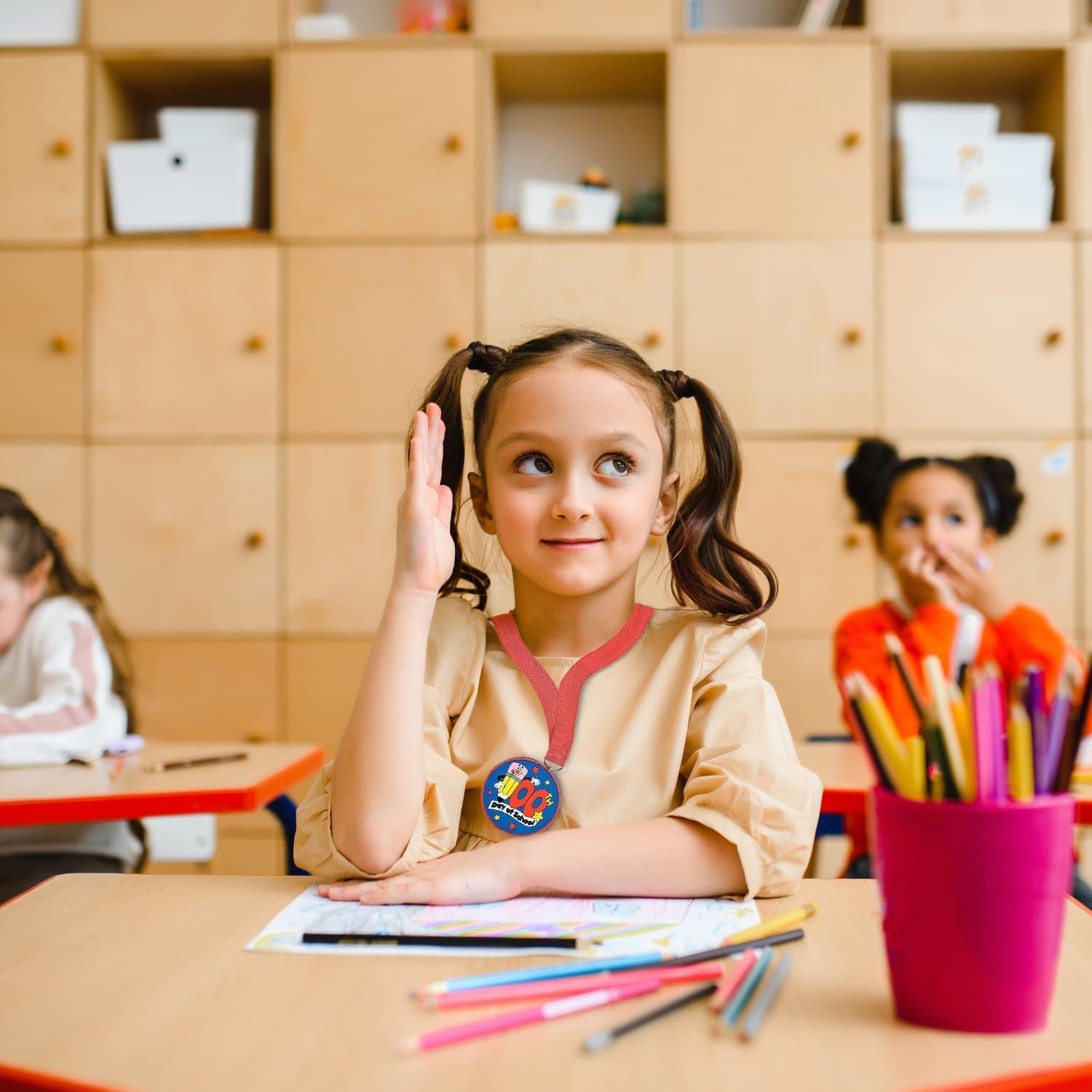 imageFun Express 100th Day of School Medals with Neck Ribbon Set of 12 Rewards and Classroom Supplies  Event Birthday Party Games  Party Favors Supplies Classroom Reward