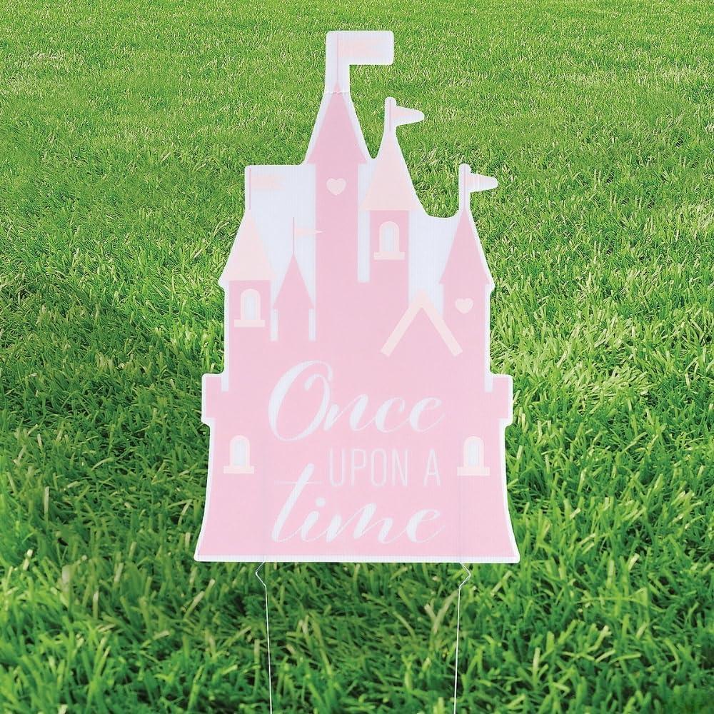 imageFun Express Princess Castle Yard Sign  Baby Shower or Birthday Party Yard Signs  Halloween Baby Shower Wedding  Lawn Decorations for Princess Party Decorations  Pink