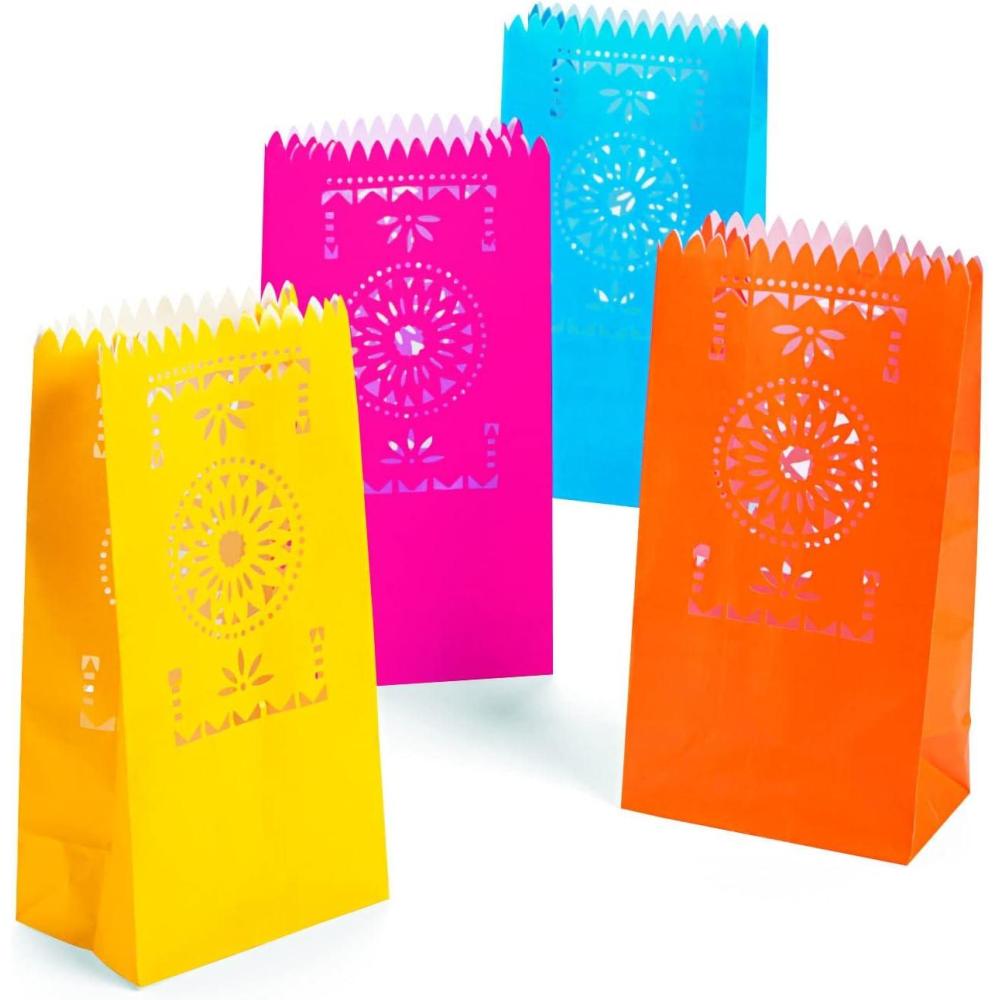imageFun Express 5quot x 10quot Medium Bright Fiesta Paper Luminary Bags  24 Pieces  Great for Luau Fiesta and Cinco De Mayo Parties