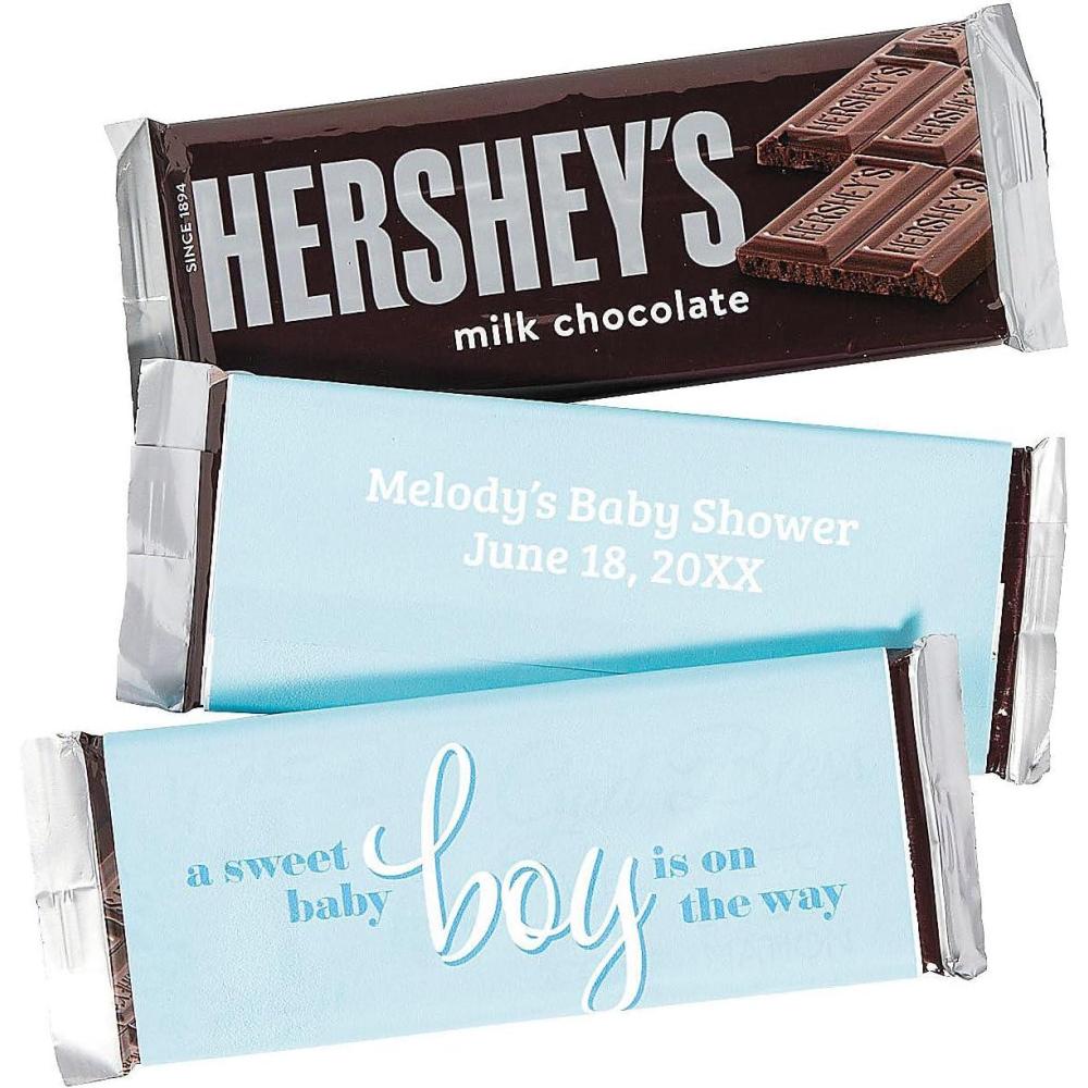 imageFun Express Personalized Blue Baby Shower Candy Bar Sticker Labels  12 Pieces