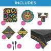 114 Piece Neon Glow Party Disposable Tableware Kit For 16 Guests, Plates, Napkins, Cups, Tablecloth and Silverware, Great for Birthday Parties