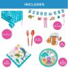 130 Piece Under The Sea Party Disposable Tableware Kit For 24 Guests, Plates, Napkins, Cups, Cutlery, Tablecover and Garland Included