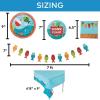 Fun Express 84 Piece Little Fisherman Party Disposable Tableware Kit for 24 Guests, Plates, Napkins, Tablecloth and Banner, Birthday Party Supplies