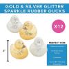 Fun Express Gold & Silver Glitter Sparkle Rubber Ducks – 12 Pieces | Baby Shower, Beach, Pool, Birthday, Bathtub Toys