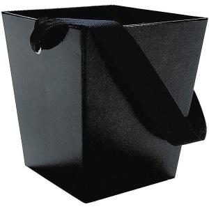 Fun Express Black Cardboard Party Favor Bucket with Ribbon Handle (Set of 6) Wedding, Event and Party Treat Supplies
