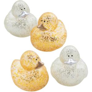 Fun Express Gold & Silver Glitter Sparkle Rubber Ducks – 12 Pieces | Baby Shower, Beach, Pool, Birthday, Bathtub Toys