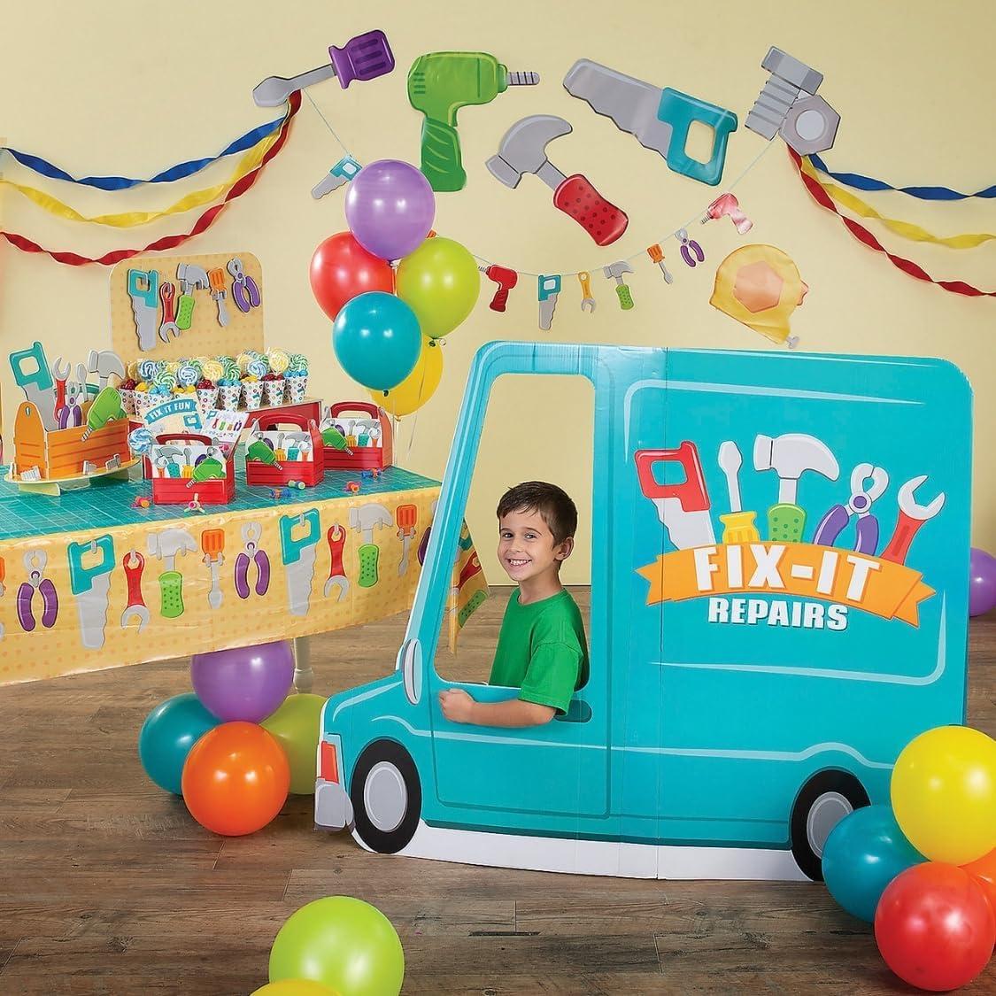 imageFun Express Little Handyman Treat Stand Fun and Sturdy Party Supplies for Boys Birthday Parties Baby Showers Special Celebrations Perfect for Displaying Treats Snacks Durable Design 1 Piece