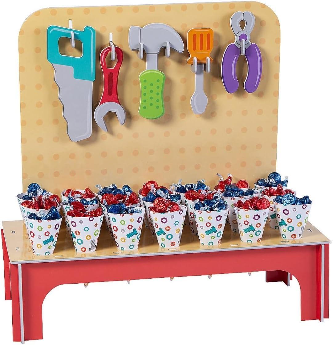 imageFun Express Little Handyman Treat Stand Fun and Sturdy Party Supplies for Boys Birthday Parties Baby Showers Special Celebrations Perfect for Displaying Treats Snacks Durable Design 1 Piece