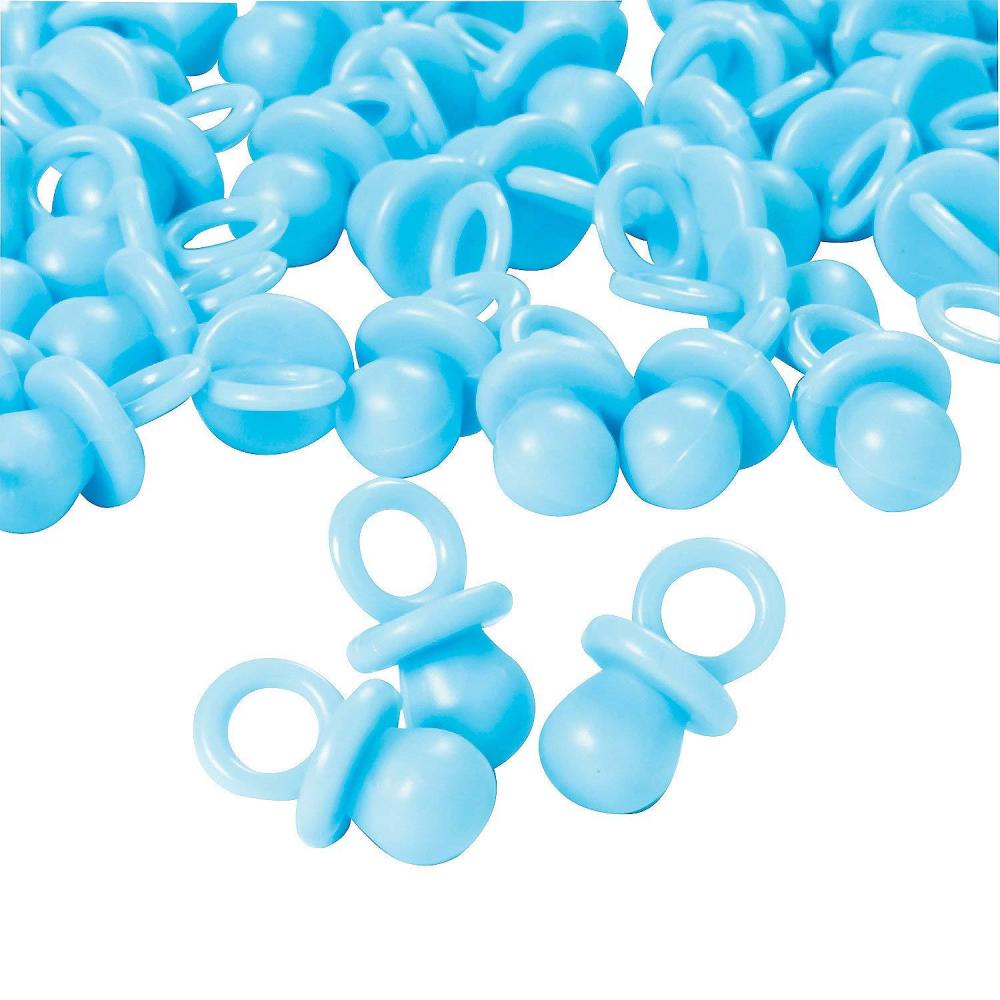 imageBlue Plastic Pacifiers Bulk Set of 48 Baby Shower and Gender Reveal Party Favors