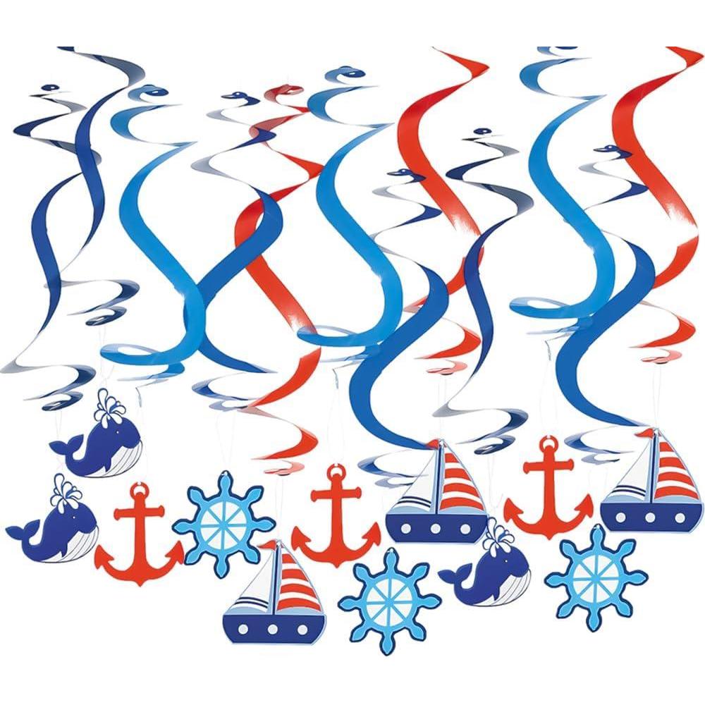 imageCute Multicolor Little Sailor Hanging Swirl Decorations  30quot Pack of 12  Vibrant Design  Perfect for Birthdays ampamp Baby Showers