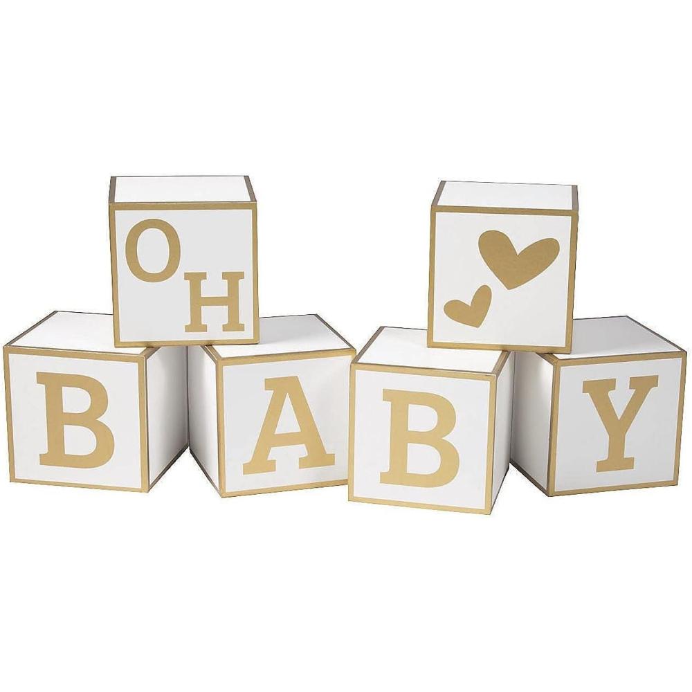 imageFun Express Baby Blocks Guest Book Decoration  Home Decor Set for Baby Showers Birthdays and Nursery  Adorable Keepsake for Memorable Moments  6Pieces