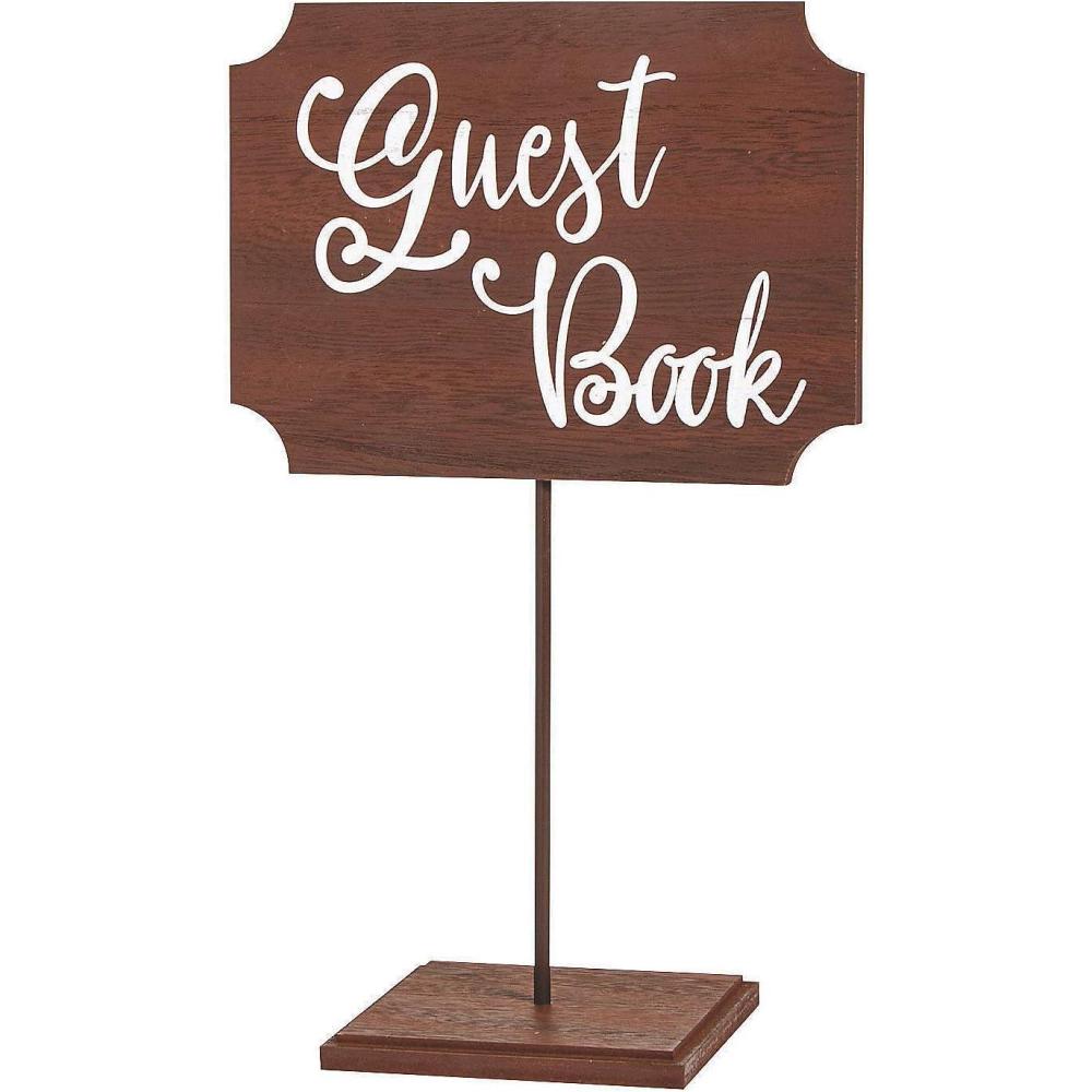 imageFun Express Guest Book Table Sign  Elegant White Home Decor for Weddings Bridal Showers Baby Showers Parties Receptions Special Events  Decorative Design Elegant Script ampamp Timeless Appeal  1 Piece