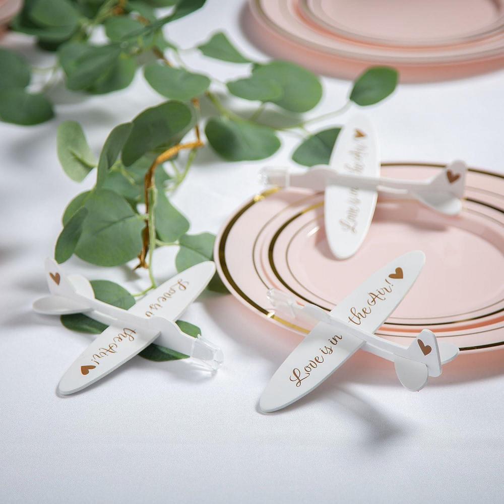 imageFun Express Love is in The Air Airplane Wedding Favors  12 Piece  White Gold