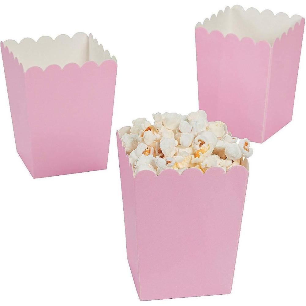 imageFun Express Mini Light Pink Popcorn Box 24 Pack  Gender Reveal Girl Baby Shower Wedding and Party Supplies