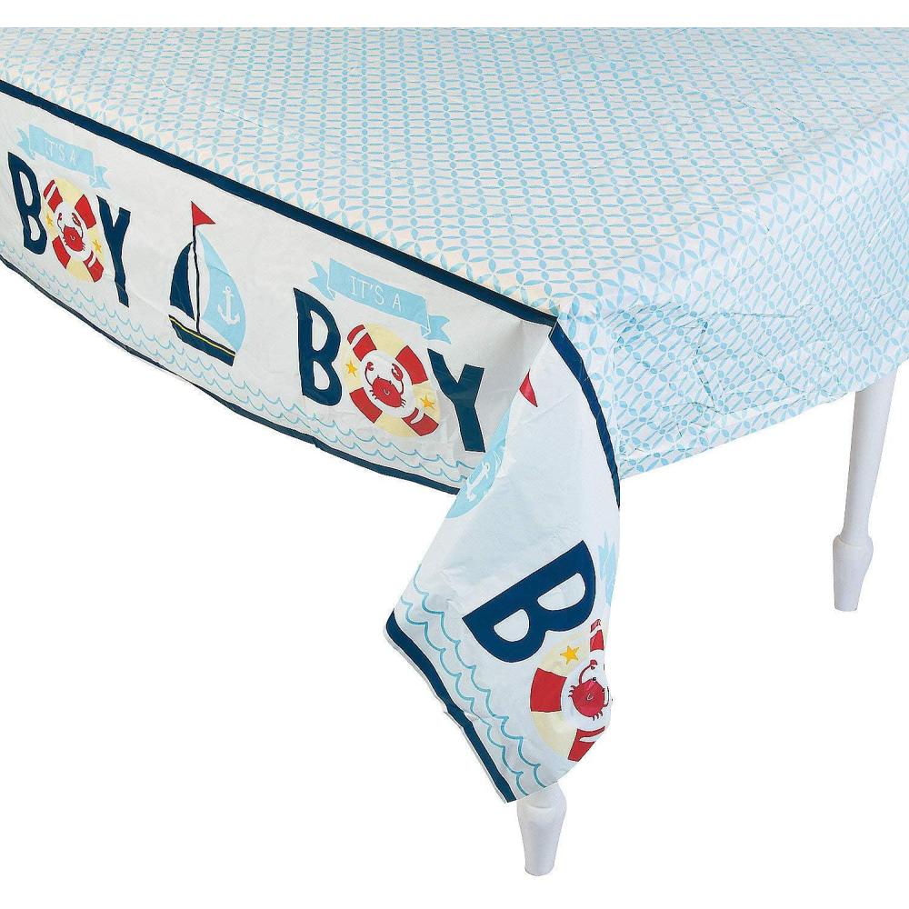 imageFun Express Nautical Boy Baby Shower Plastic Tablecloth Party Supplies 1 Piece