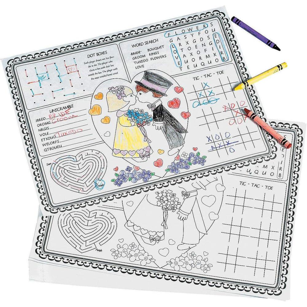 imageFun Express Paper Wedding Childrens Activity Placemats  12 Pieces