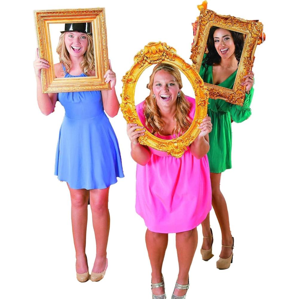 imageFun Express Photo Booth Props Wedding Frame Set  Large Gold Vintage Cardboard Picture Frames 3 Pack  Antique Oval ampamp Ornate Designs for Party Photobooth Accessories ampamp Selfie Station Decor