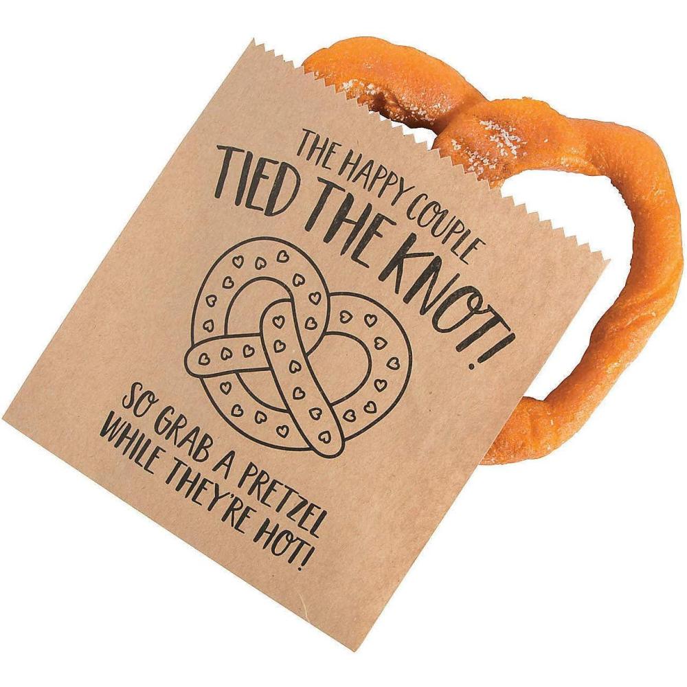 imageFun Express Tied The Knot Soft Pretzel Bags 65quot x 75quot  Perfect for Wedding Favor and Reception Party Supplies  Bulk 50 pack