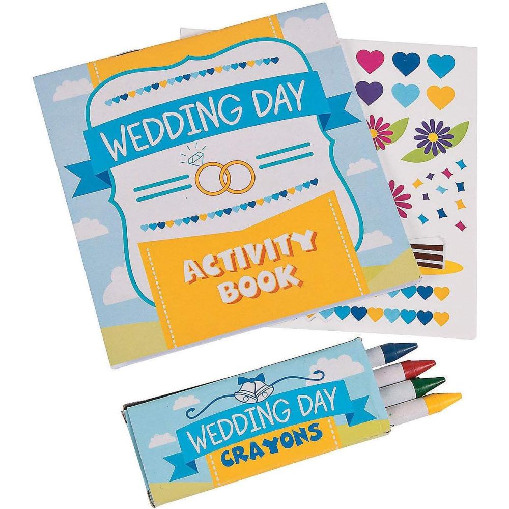 imageFun Express Wedding Day Kids Activity Books with Stickers and Crayons 1 dozen Kids Table Activities Wedding Favors