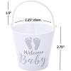 Fun Express 12 Pieces Mini Baby Shower Favor Pails, BPA Free, Baby Shower Party Supplies, White