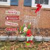 Fun Express North Pole & Santa’s Workshop Directional Christmas Yard Sign – 3 Feet Tall Wooden Outdoor Holiday Decorations with Metal Stakes | Whimsical Front Yard Christmas Decor for Lawn & Garden