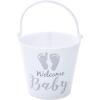 Fun Express 12 Pieces Mini Baby Shower Favor Pails, BPA Free, Baby Shower Party Supplies, White