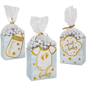 Blue 36 Pieces Baby Shower Treat Container Kit -Makes 12