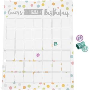 Charming “Guess the Baby’s Birthday” Calendar with Baby Feet Stampers – 11″ x 14″ (3 Count) – Perfect for Baby Showers