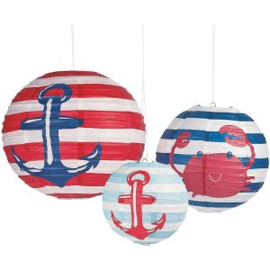 Fun Express – Nautical Baby Shower Paper Lanterns for Baby – Party Decor – Hanging Decor – Lanterns – Baby – 3 Pieces