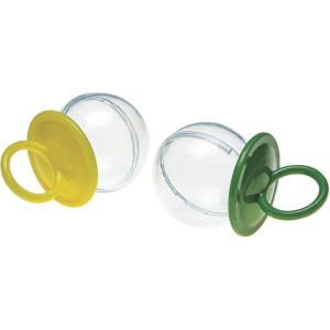 Fun Express 12 Pieces Baby Shower Pacifier Containers, BPA Free Plastic, Party Supplies, Yellow & Green