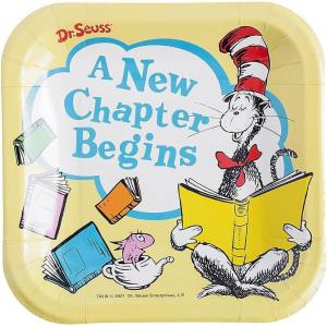 Fun Express Dr. Seuss™ Baby Shower A New Chapter Begins Square Paper Dessert Plates – 8 count