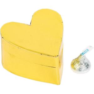 Fun Express Gold Foil Heart Shaped Favor Boxes – Elegant Party Favors for Weddings Bridal Showers Anniversaries Baby Showers & Special Occasions – Perfect for Gifts Treats & Keepsakes – 12 Pieces