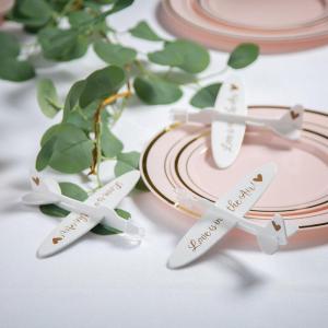 Fun Express Love is in The Air Airplane Wedding Favors – 12 Piece – White, Gold