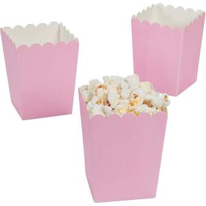 Fun Express Mini Light Pink Popcorn Box, 24 Pack – Gender Reveal, Girl Baby Shower, Wedding and Party Supplies